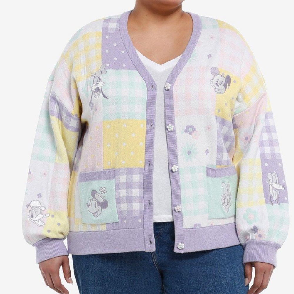 Pastel Patchwork Minnie Mouse Cardigan Sweater
